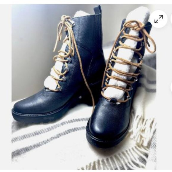 MARC FISHER LTD Denise Combat Boot Black Sz 10 - Picture 2 of 7